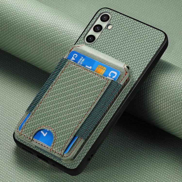 For Samsung Galaxy A56 5G Carbon Fiber Vertical Flip Wallet Stand Phone Case