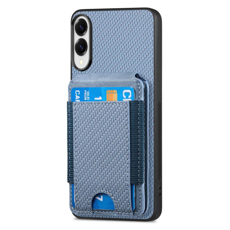 For Samsung Galaxy S25 Edge 5G Carbon Fiber Vertical Flip Wallet Stand Phone Case