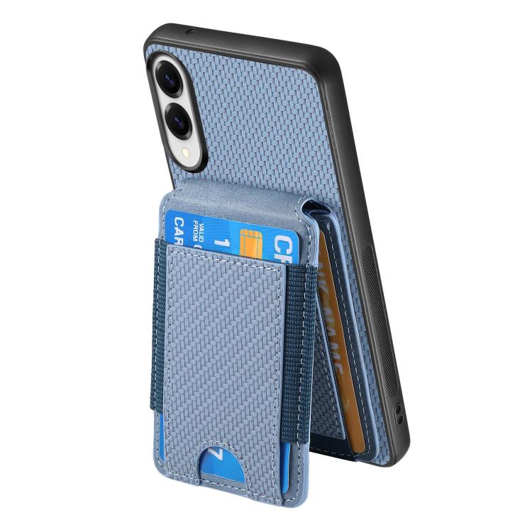 For Samsung Galaxy S25 Edge 5G Carbon Fiber Vertical Flip Wallet Stand Phone Case