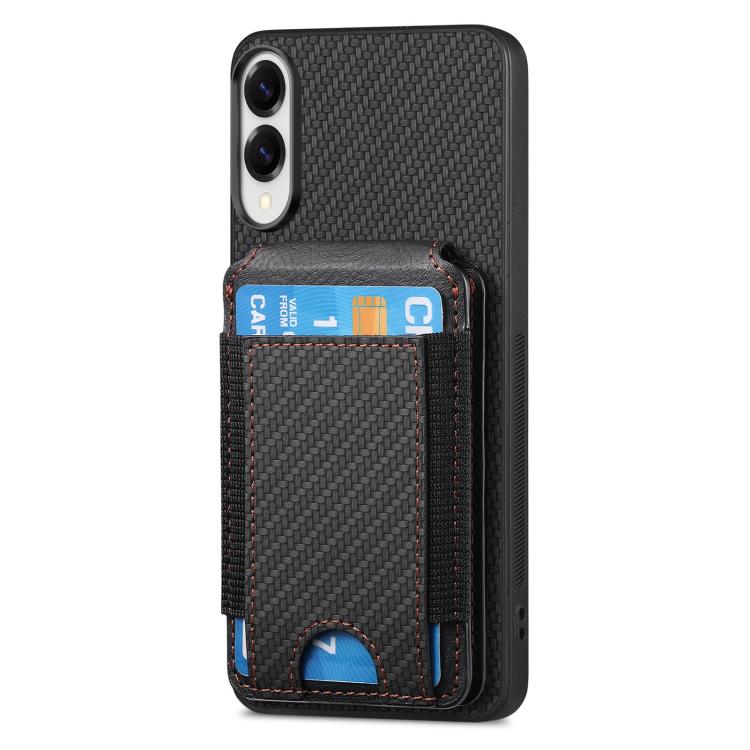 For Samsung Galaxy S25 Edge 5G Carbon Fiber Vertical Flip Wallet Stand Phone Case