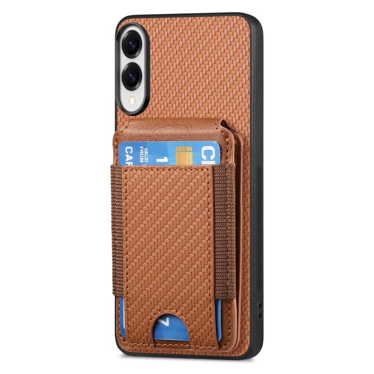 For Samsung Galaxy S25 Edge 5G Carbon Fiber Vertical Flip Wallet Stand Phone Case
