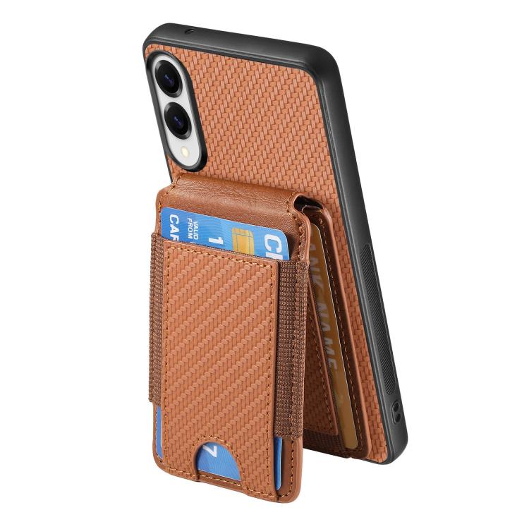 For Samsung Galaxy S25 Edge 5G Carbon Fiber Vertical Flip Wallet Stand Phone Case