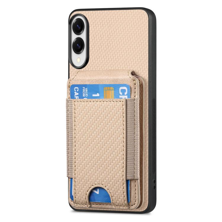 For Samsung Galaxy S25 Edge 5G Carbon Fiber Vertical Flip Wallet Stand Phone Case