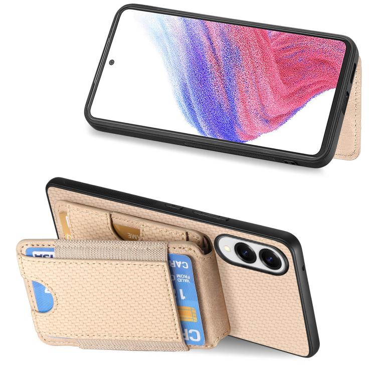 For Samsung Galaxy S25 Edge 5G Carbon Fiber Vertical Flip Wallet Stand Phone Case