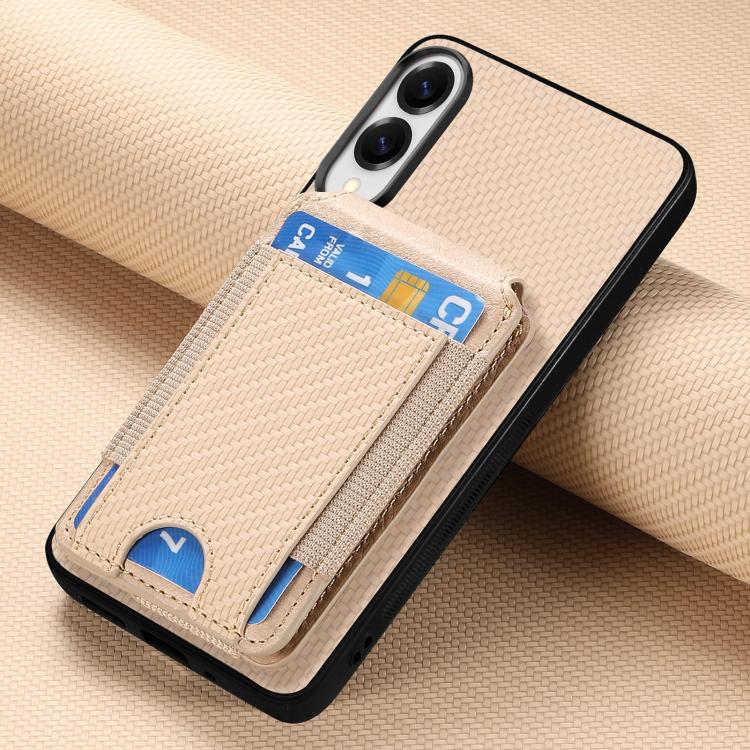 For Samsung Galaxy S25 Edge 5G Carbon Fiber Vertical Flip Wallet Stand Phone Case