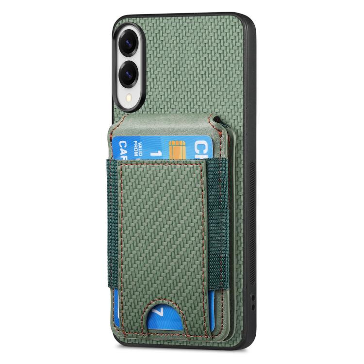For Samsung Galaxy S25 Edge 5G Carbon Fiber Vertical Flip Wallet Stand Phone Case