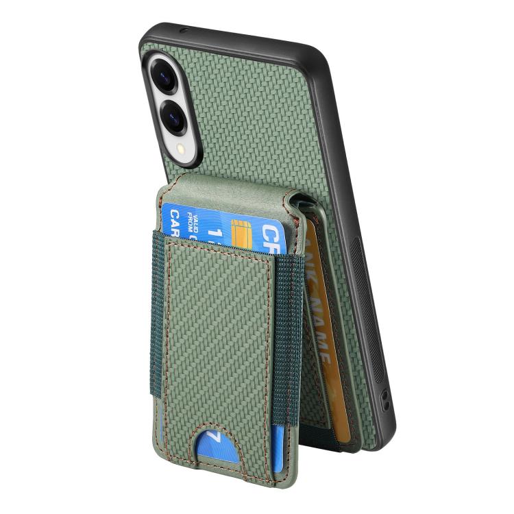For Samsung Galaxy S25 Edge 5G Carbon Fiber Vertical Flip Wallet Stand Phone Case