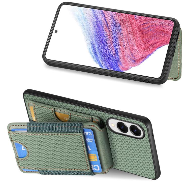 For Samsung Galaxy S25 Edge 5G Carbon Fiber Vertical Flip Wallet Stand Phone Case