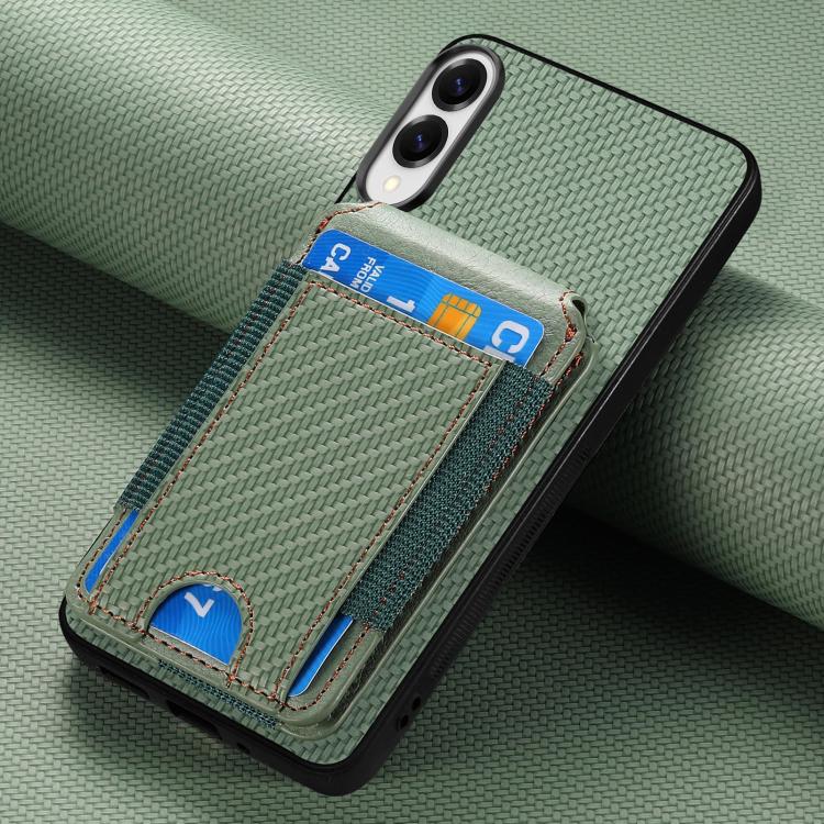 For Samsung Galaxy S25 Edge 5G Carbon Fiber Vertical Flip Wallet Stand Phone Case