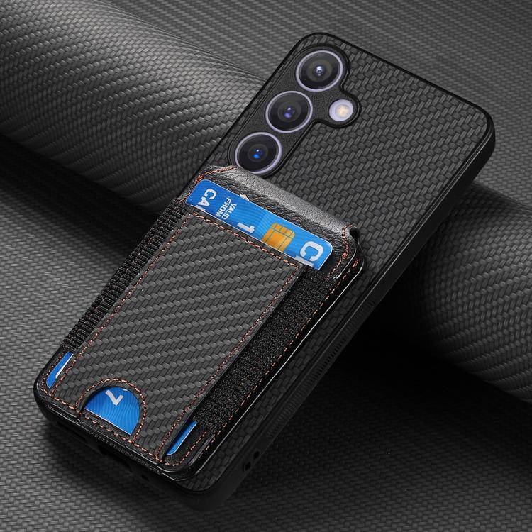 For Samsung Galaxy A37 5G Carbon Fiber Vertical Flip Wallet Stand Phone Case