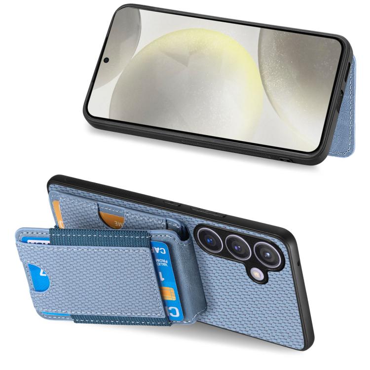 For Samsung Galaxy A57 5G Carbon Fiber Vertical Flip Wallet Stand Phone Case