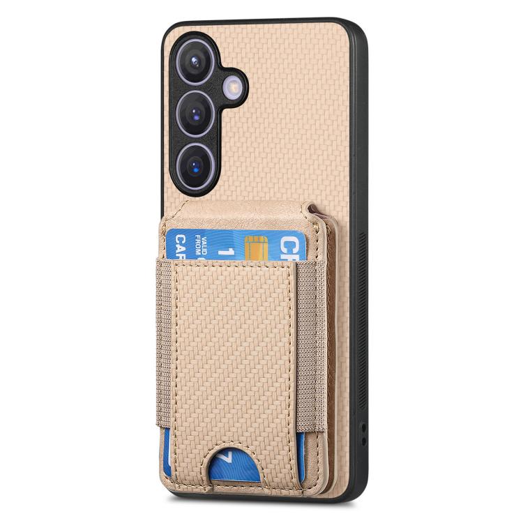 For Samsung Galaxy A57 5G Carbon Fiber Vertical Flip Wallet Stand Phone Case