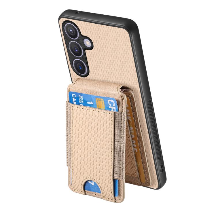 For Samsung Galaxy A57 5G Carbon Fiber Vertical Flip Wallet Stand Phone Case