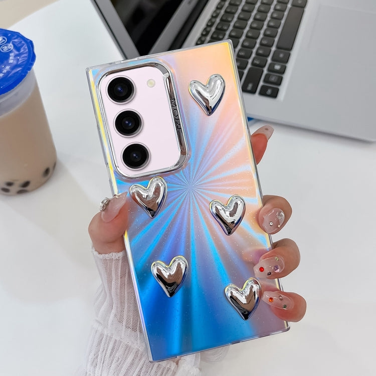 For Samsung Galaxy S23+ 5G Electroplating 5-Heart Laser Texture TPU Phone Case