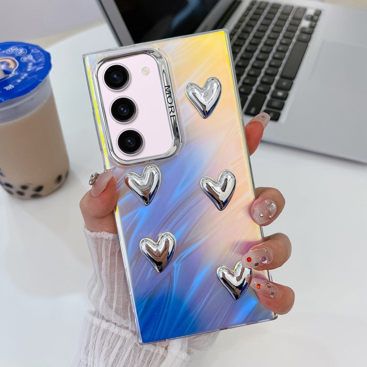 For Samsung Galaxy S23+ 5G Electroplating 5-Heart Laser Texture TPU Phone Case