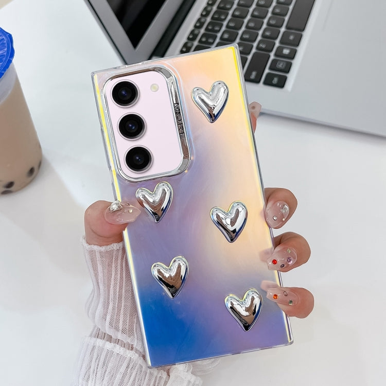 For Samsung Galaxy S23+ 5G Electroplating 5-Heart Laser Texture TPU Phone Case
