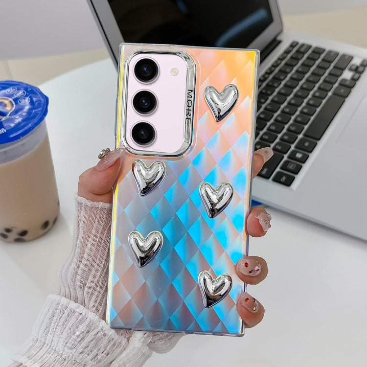 For Samsung Galaxy S23+ 5G Electroplating 5-Heart Laser Texture TPU Phone Case