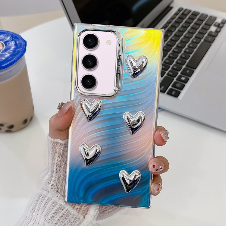 For Samsung Galaxy S23+ 5G Electroplating 5-Heart Laser Texture TPU Phone Case