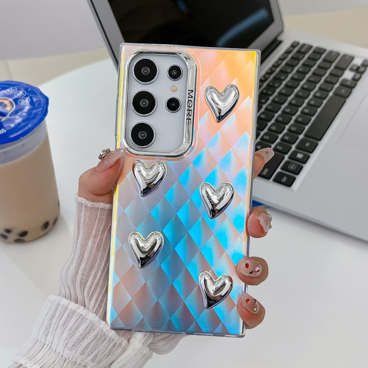 For Samsung Galaxy S23 Ultra 5G Electroplating 5-Heart Laser Texture TPU Phone Case