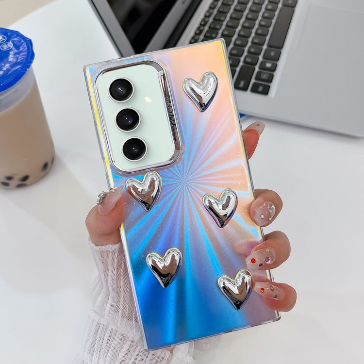 For Samsung Galaxy S23 FE 5G Electroplating 5-Heart Laser Texture TPU Phone Case