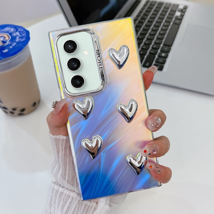 For Samsung Galaxy S23 FE 5G Electroplating 5-Heart Laser Texture TPU Phone Case