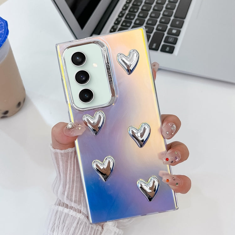 For Samsung Galaxy S23 FE 5G Electroplating 5-Heart Laser Texture TPU Phone Case