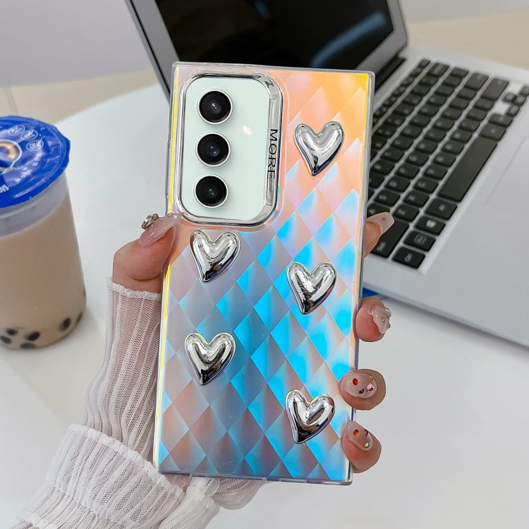 For Samsung Galaxy S23 FE 5G Electroplating 5-Heart Laser Texture TPU Phone Case
