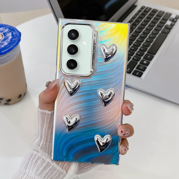 For Samsung Galaxy S23 FE 5G Electroplating 5-Heart Laser Texture TPU Phone Case