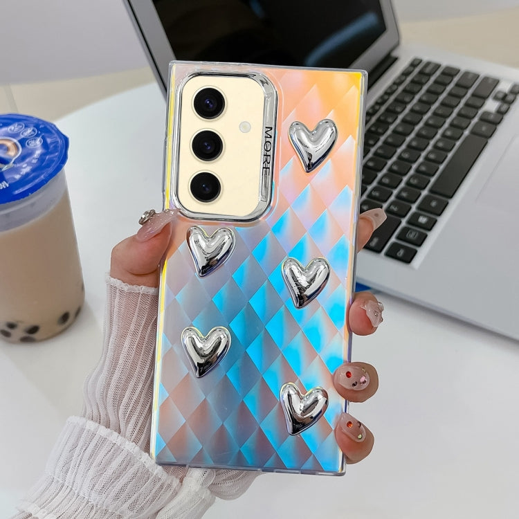For Samsung Galaxy S24+ 5G Electroplating 5-Heart Laser Texture TPU Phone Case