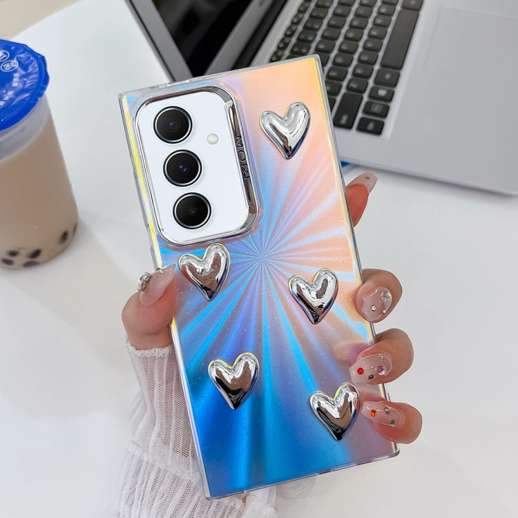For Samsung Galaxy A55 5G Electroplating 5-Heart Laser Texture TPU Phone Case