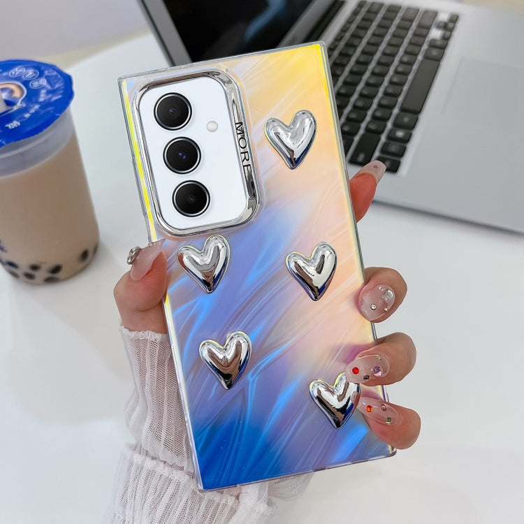 For Samsung Galaxy A55 5G Electroplating 5-Heart Laser Texture TPU Phone Case