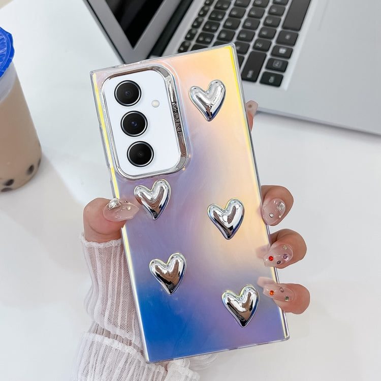 For Samsung Galaxy A55 5G Electroplating 5-Heart Laser Texture TPU Phone Case