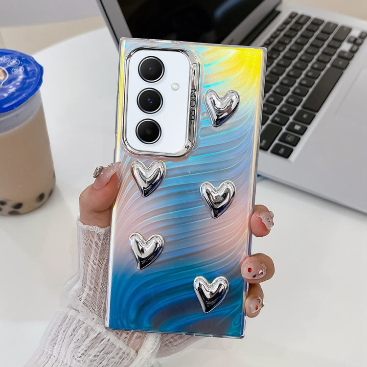 For Samsung Galaxy A55 5G Electroplating 5-Heart Laser Texture TPU Phone Case