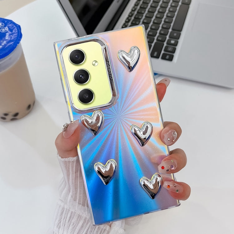For Samsung Galaxy A34 5G Electroplating 5-Heart Laser Texture TPU Phone Case