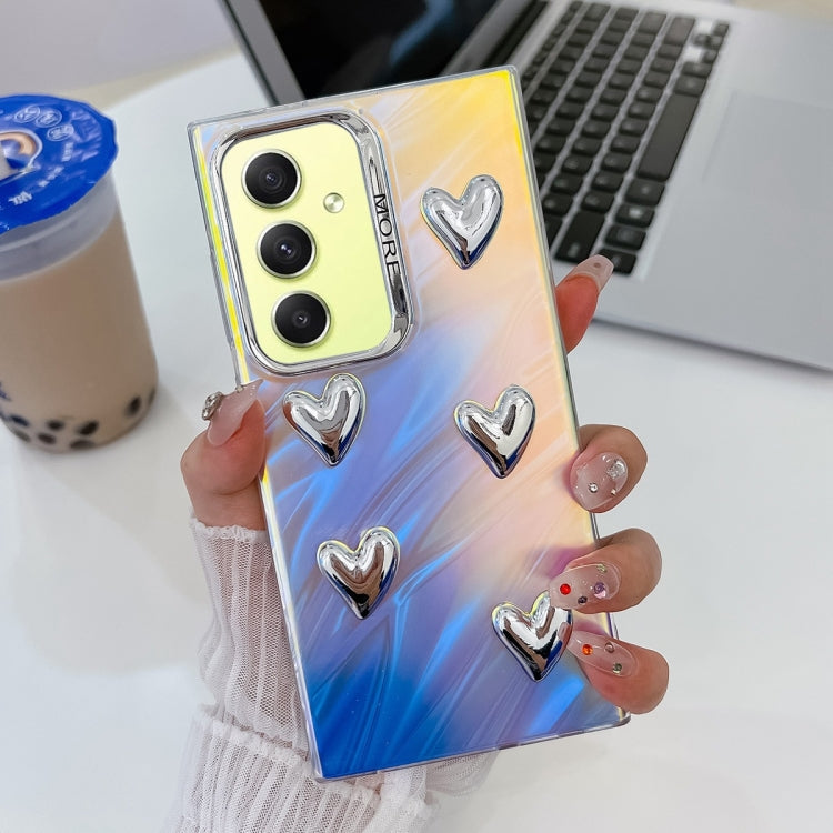 For Samsung Galaxy A34 5G Electroplating 5-Heart Laser Texture TPU Phone Case