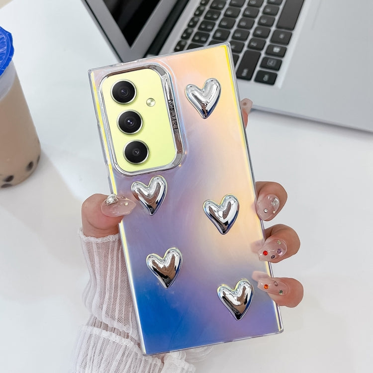 For Samsung Galaxy A34 5G Electroplating 5-Heart Laser Texture TPU Phone Case