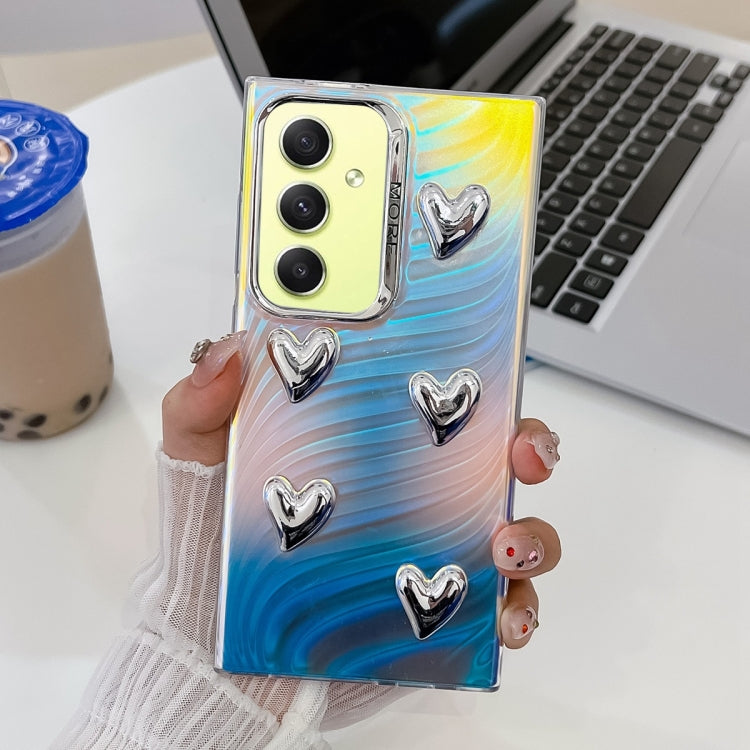 For Samsung Galaxy A34 5G Electroplating 5-Heart Laser Texture TPU Phone Case