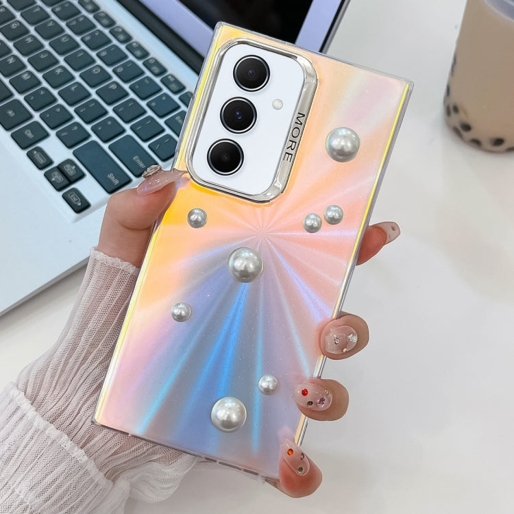 For Samsung Galaxy A55 5G Electroplating Pearl Laser Texture TPU Phone Case