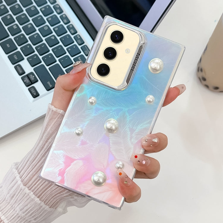 For Samsung Galaxy S24+ 5G Electroplating Pearl Laser Texture TPU Phone Case