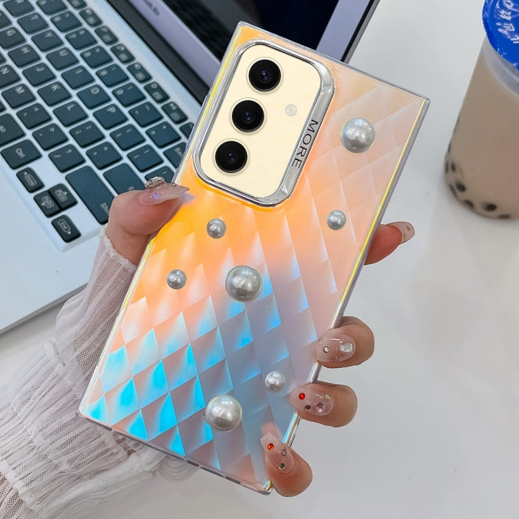 For Samsung Galaxy S24+ 5G Electroplating Pearl Laser Texture TPU Phone Case