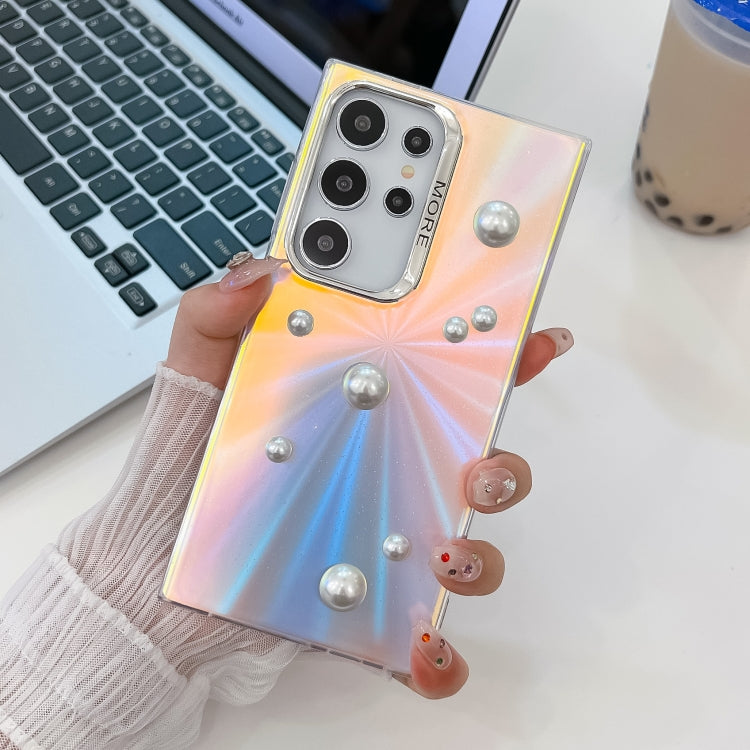 For Samsung Galaxy S23 Ultra 5G Electroplating Pearl Laser Texture TPU Phone Case