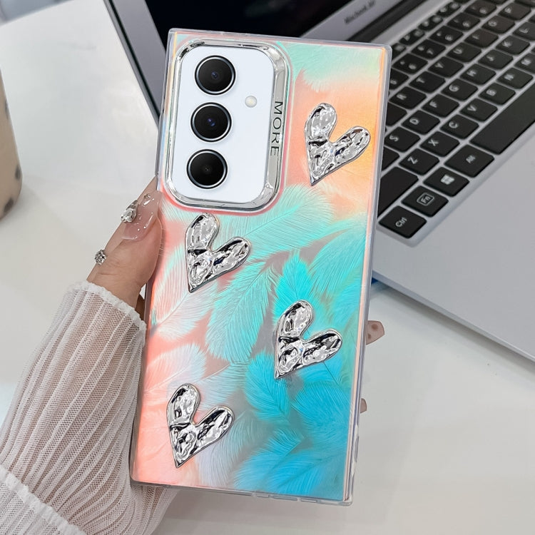 For Samsung Galaxy A55 5G Electroplating 4-Heart Laser Texture TPU Phone Case
