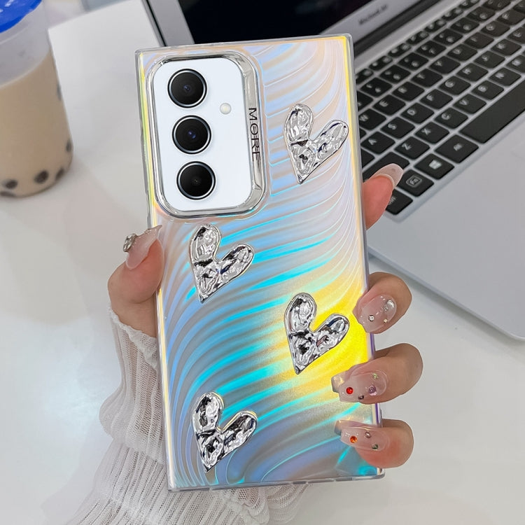 For Samsung Galaxy A55 5G Electroplating 4-Heart Laser Texture TPU Phone Case