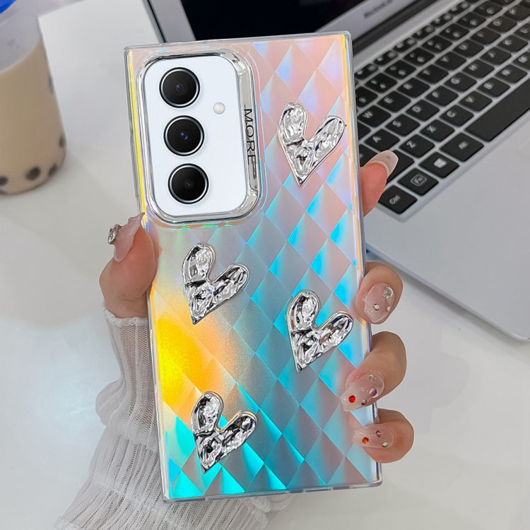 For Samsung Galaxy A55 5G Electroplating 4-Heart Laser Texture TPU Phone Case
