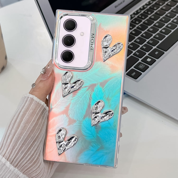 For Samsung Galaxy A35 5G Electroplating 4-Heart Laser Texture TPU Phone Case