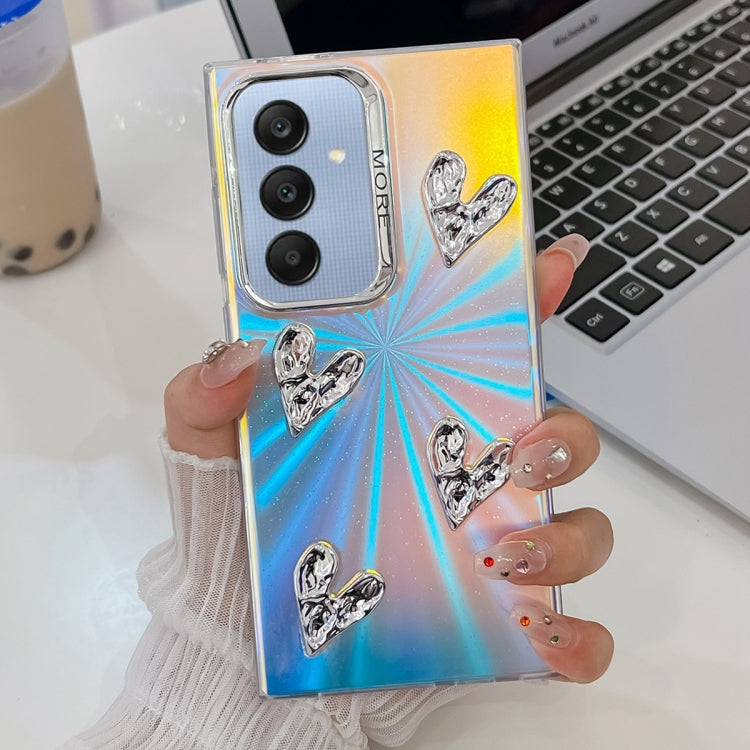 For Samsung Galaxy A25 5G Electroplating 4-Heart Laser Texture TPU Phone Case