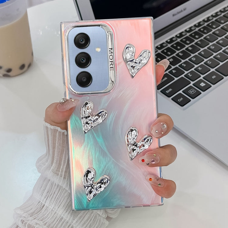 For Samsung Galaxy A25 5G Electroplating 4-Heart Laser Texture TPU Phone Case