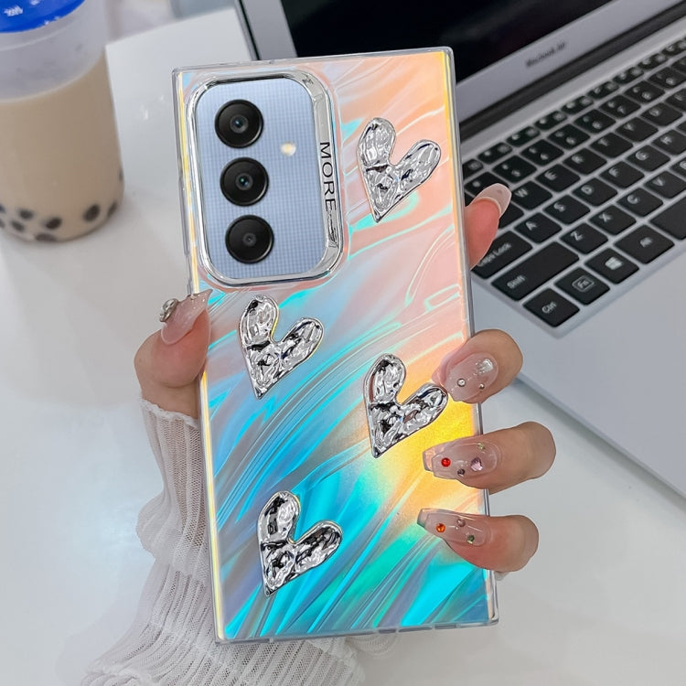 For Samsung Galaxy A25 5G Electroplating 4-Heart Laser Texture TPU Phone Case