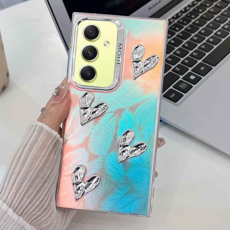For Samsung Galaxy A34 5G Electroplating 4-Heart Laser Texture TPU Phone Case