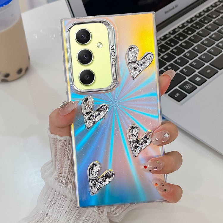 For Samsung Galaxy A34 5G Electroplating 4-Heart Laser Texture TPU Phone Case